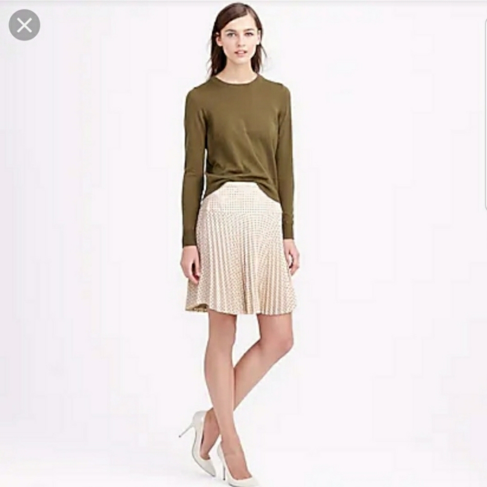 NEW J. CREW Faux Leather Laser Cut Pleated Skirt